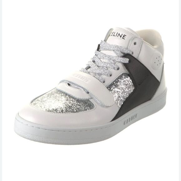 New CELINE CT 06 CT-06 HIGH TOP SNEAKER in CALFSKIN Size 38/ US 8 Luxury - Picture 1 of 12